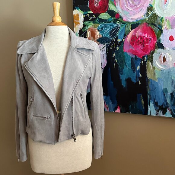 VICI Gray Faux Suede Moto Jacket Women's Size Medium Luxe & Timeless - Picture 5 of 10
